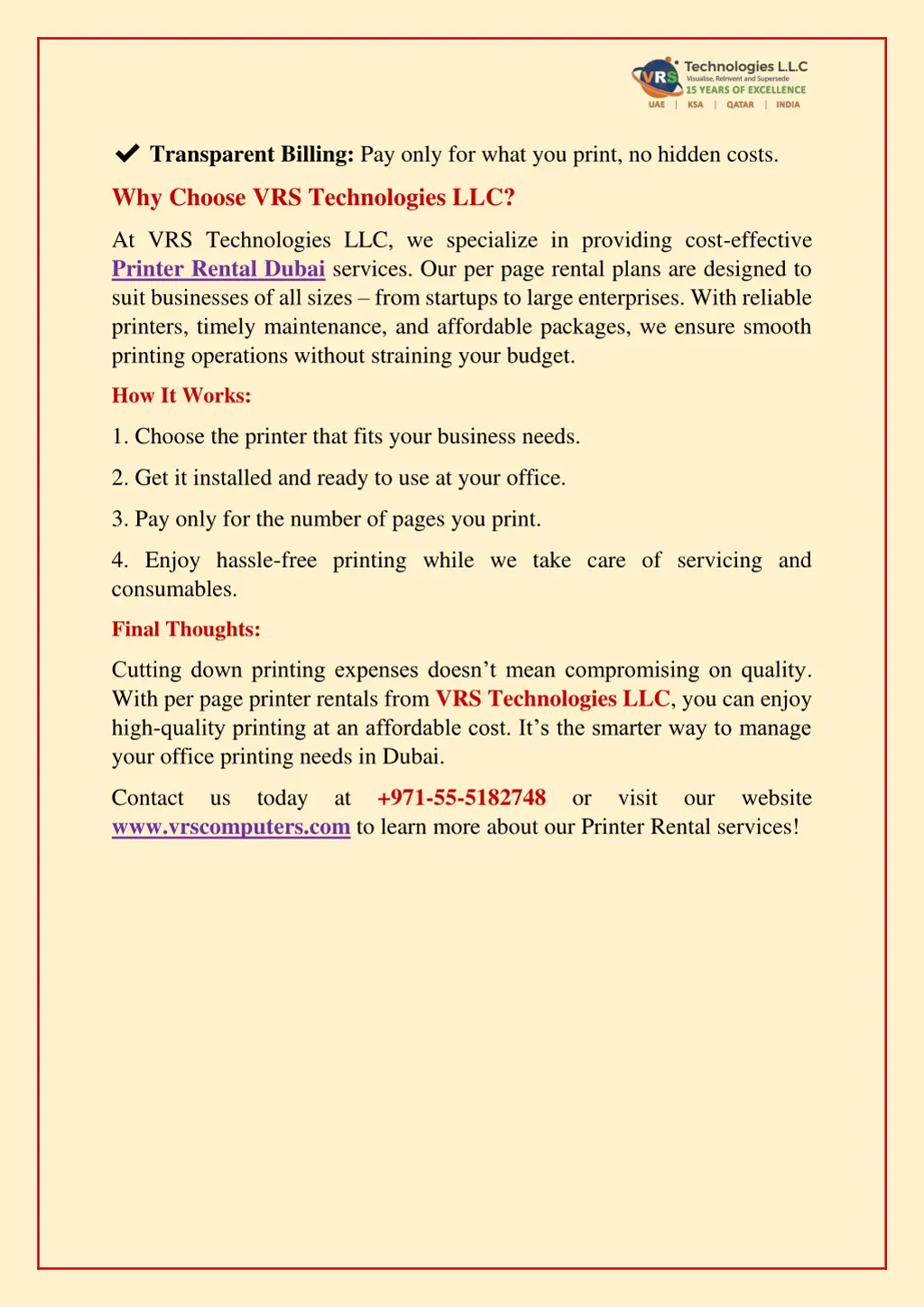 transparent billing pay only for what you print