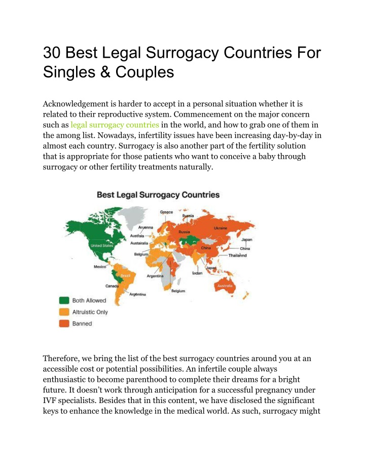 30 best legal surrogacy countries for singles