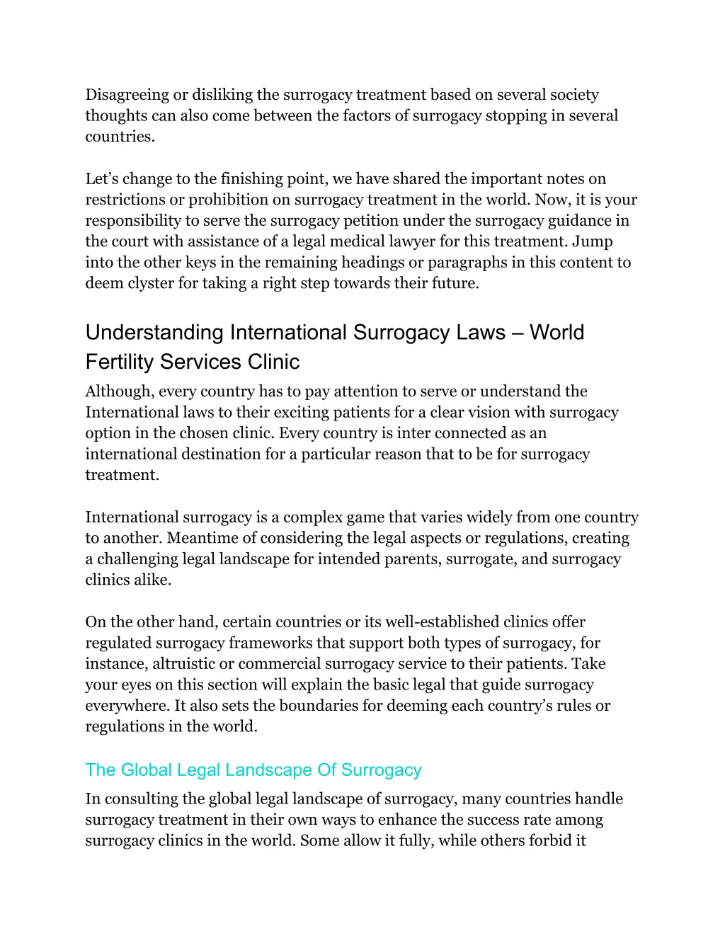 disagreeing or disliking the surrogacy treatment