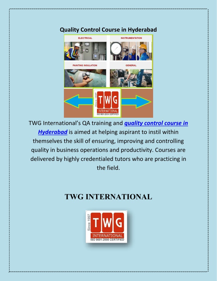 quality control course in hyderabad