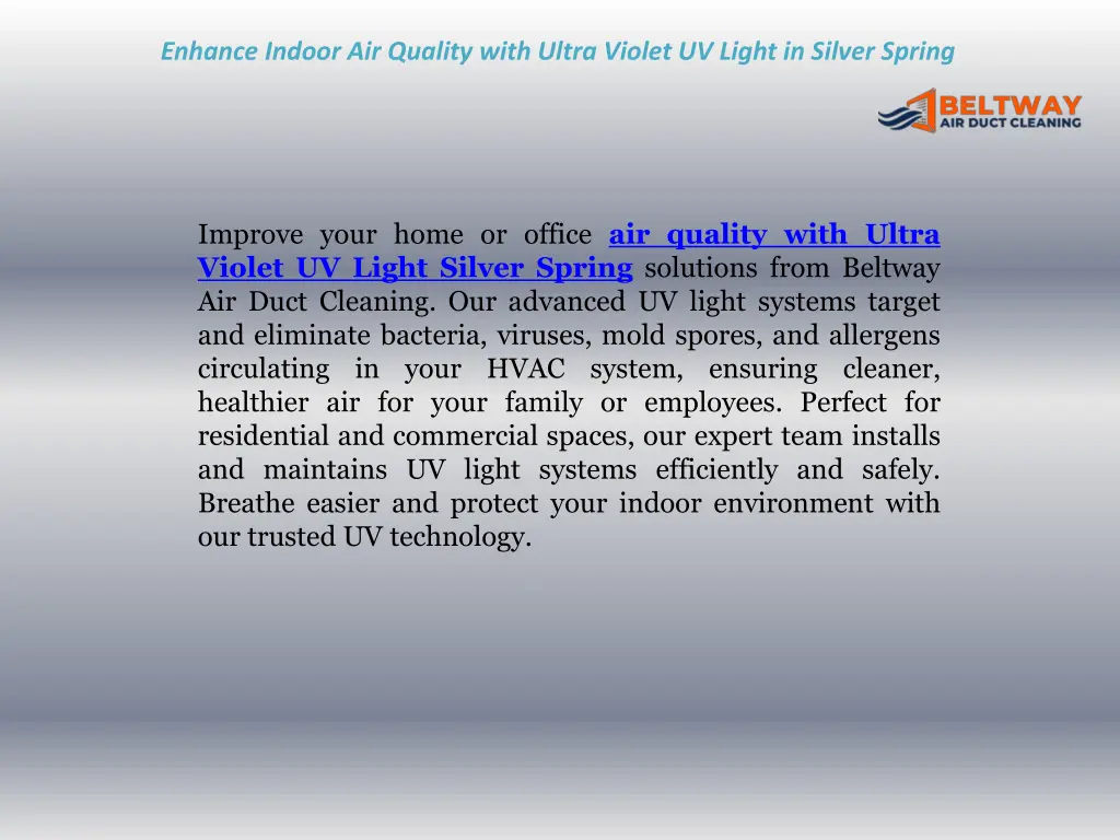 enhance indoor air quality with ultra violet 2