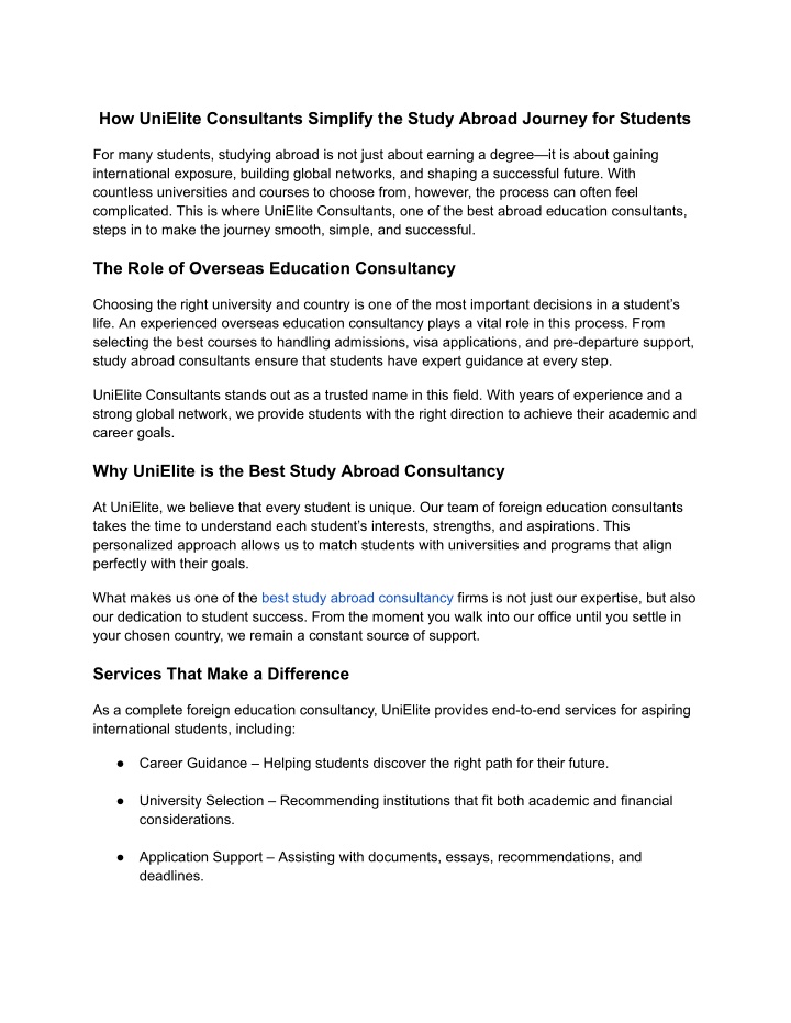how unielite consultants simplify the study