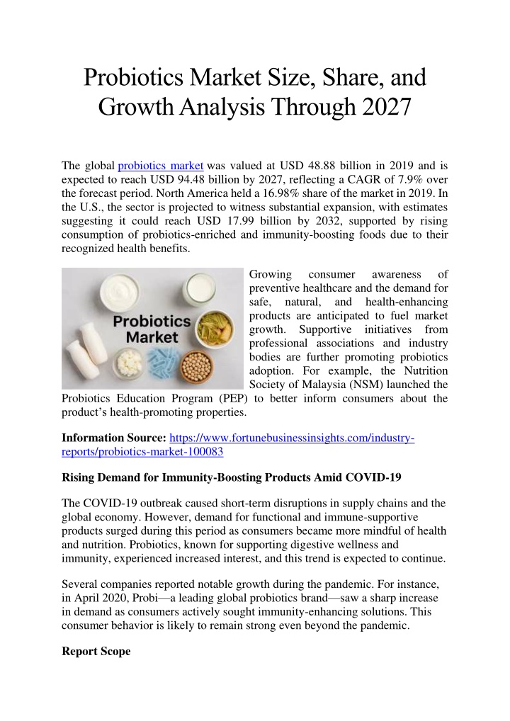 probiotics market size share and growth analysis