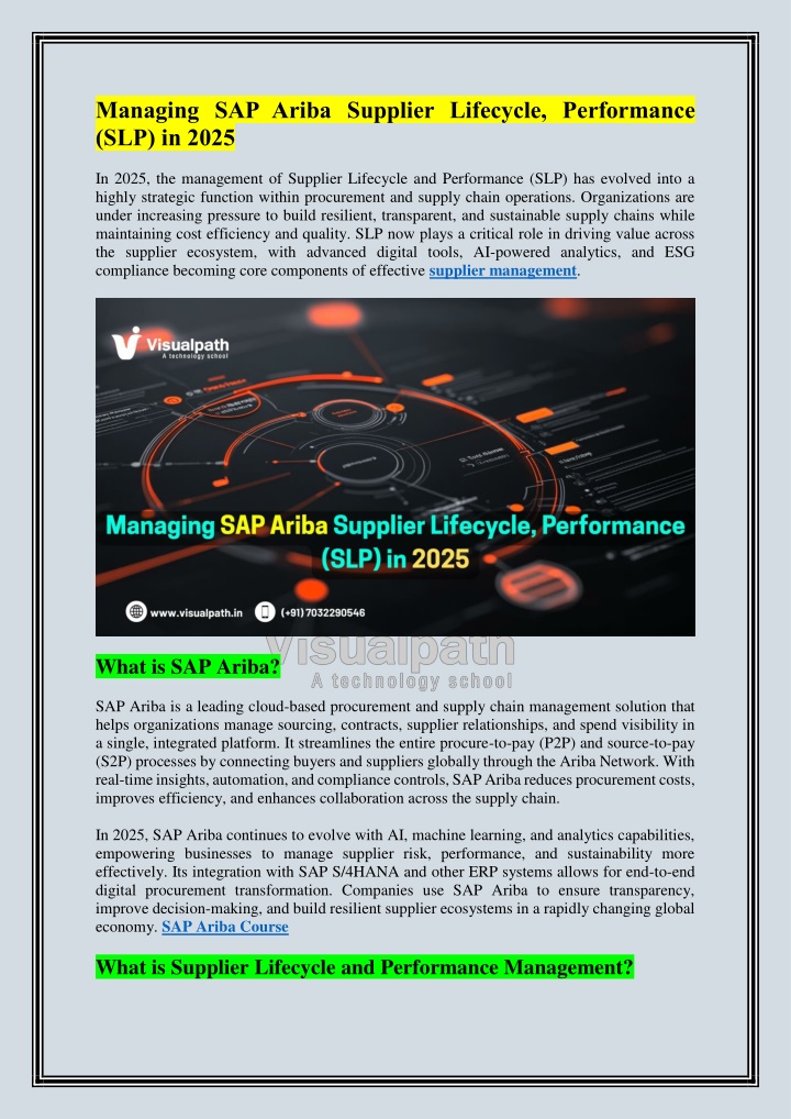 managing sap ariba supplier lifecycle performance