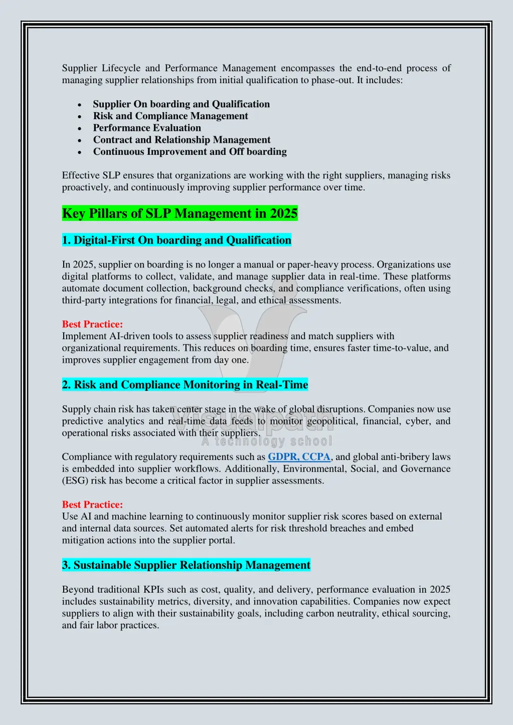 supplier lifecycle and performance management