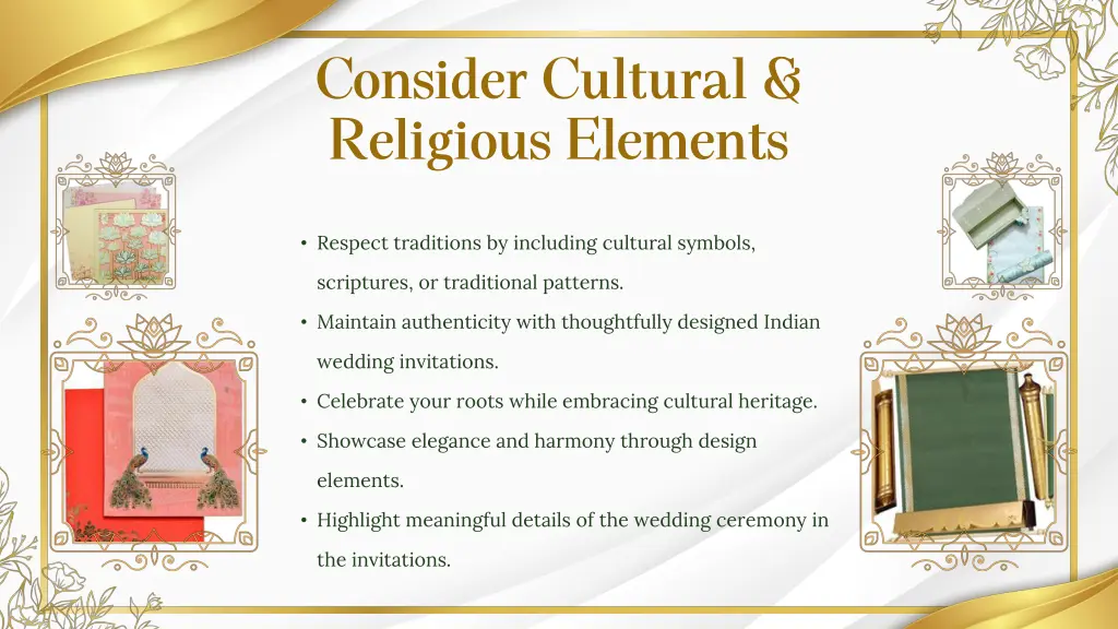 consider cultural religious elements