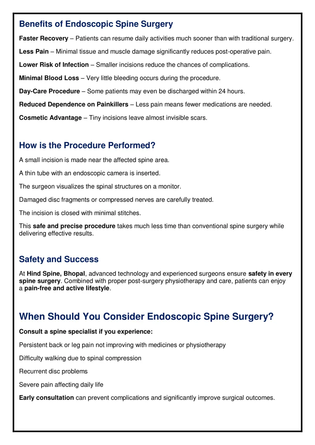 benefits of endoscopic spine surgery