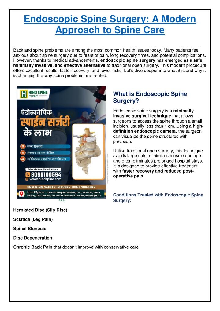 endoscopic spine surgery a modern approach