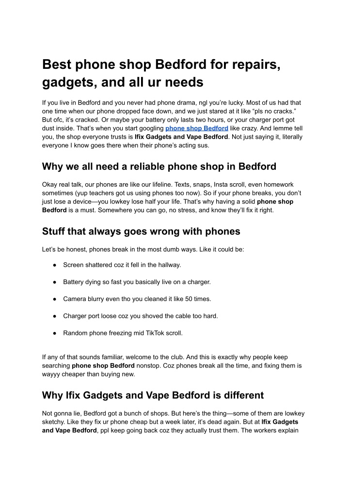 best phone shop bedford for repairs gadgets