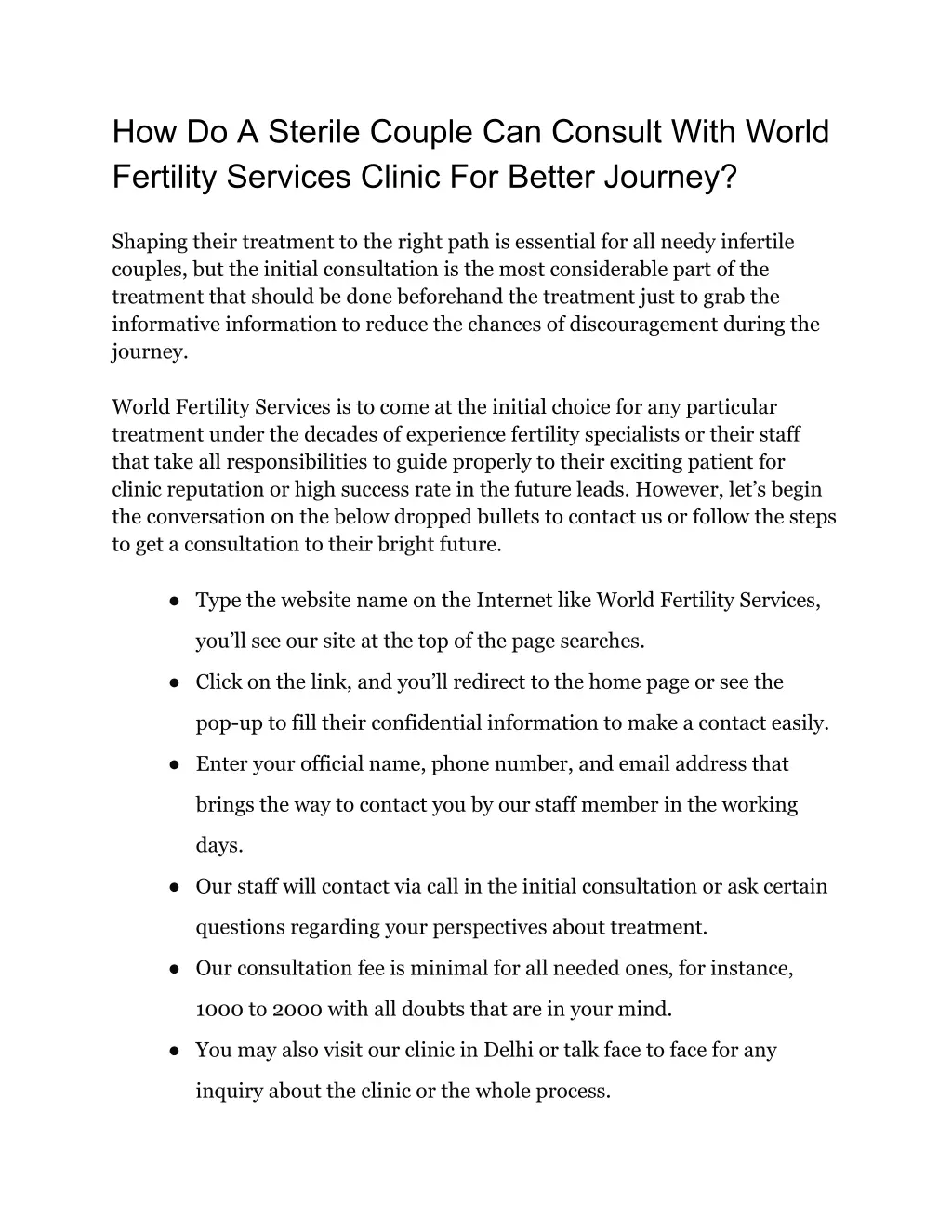 how do a sterile couple can consult with world