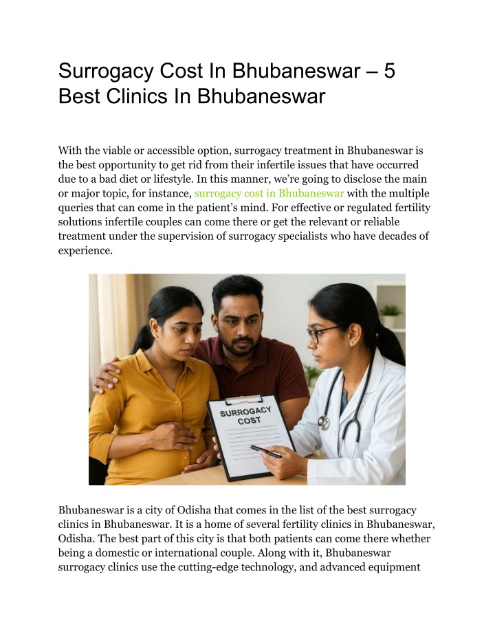 surrogacy cost in bhubaneswar 5 best clinics