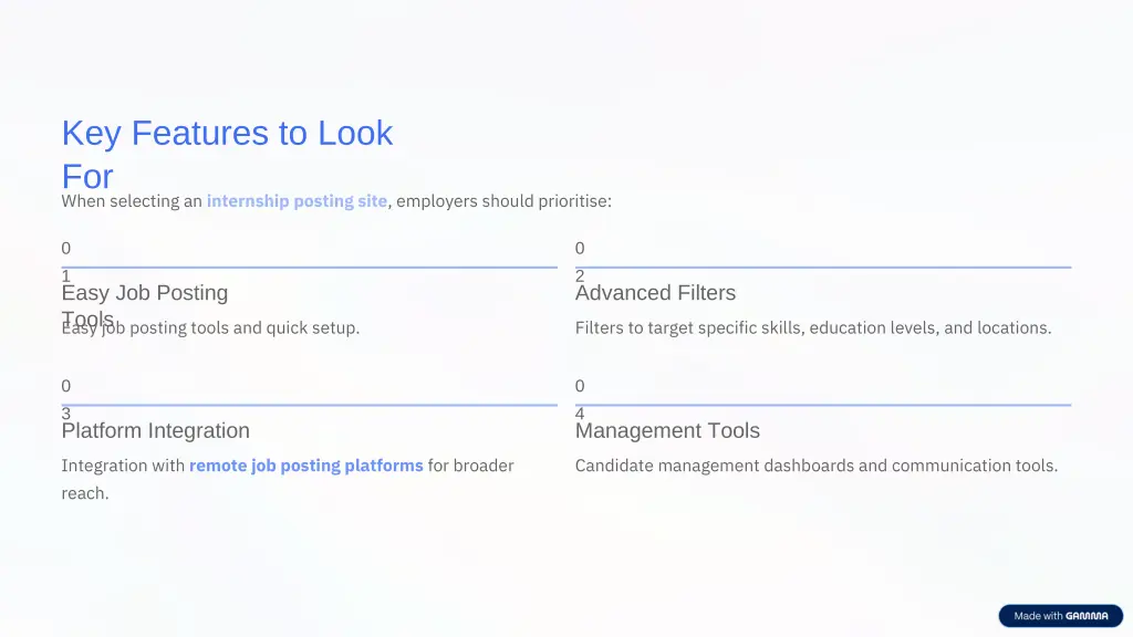 key features to look for when selecting
