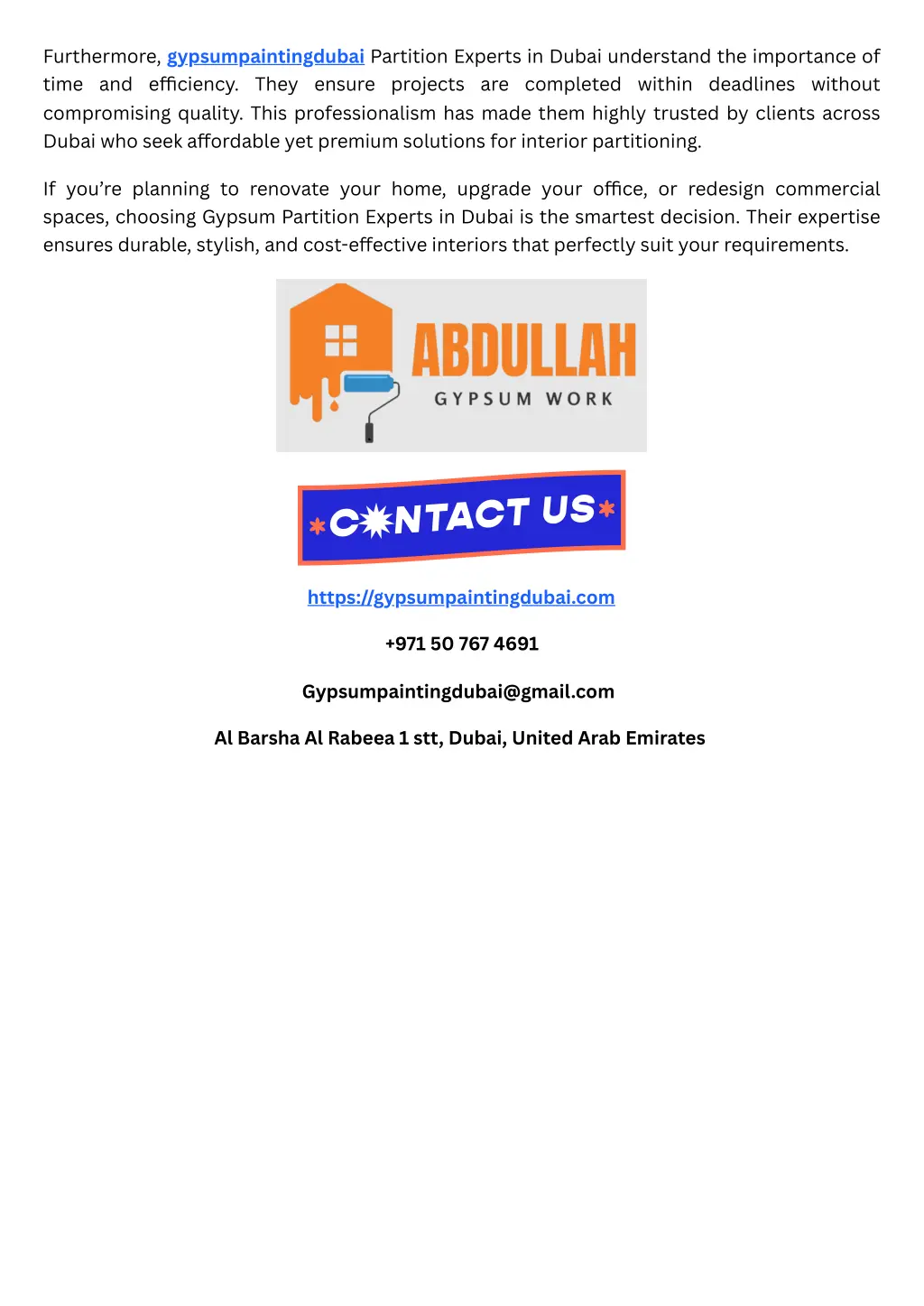 furthermore gypsumpaintingdubai partition experts