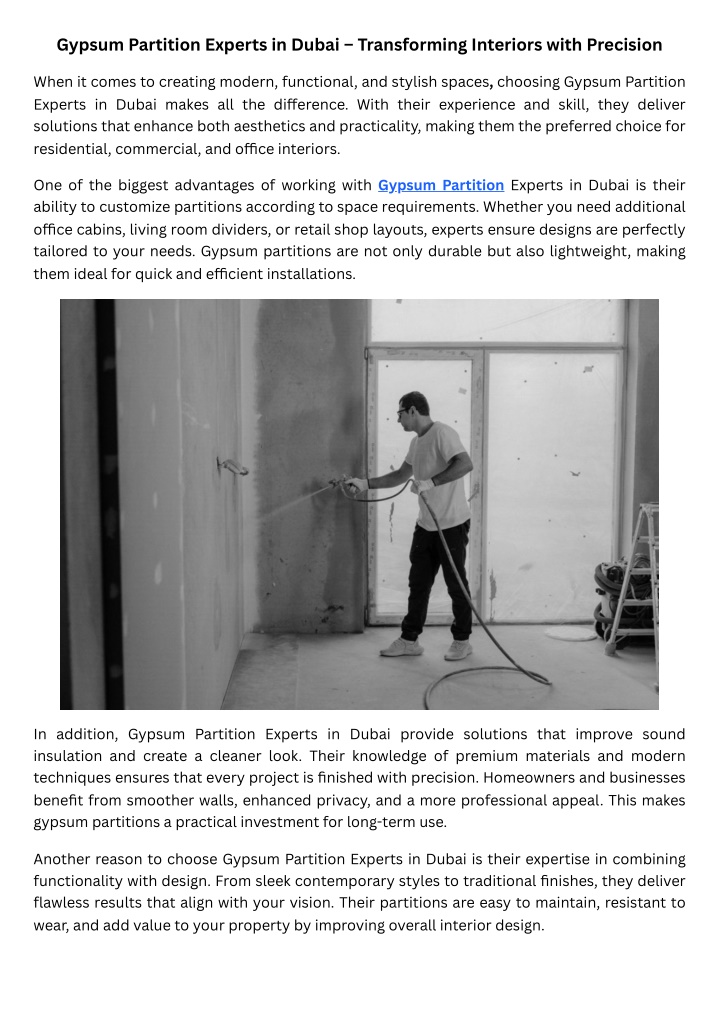 gypsum partition experts in dubai transforming