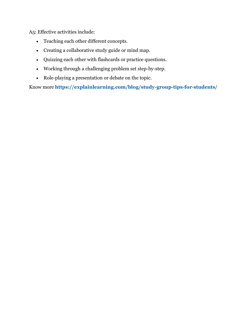 a5 effective activities include