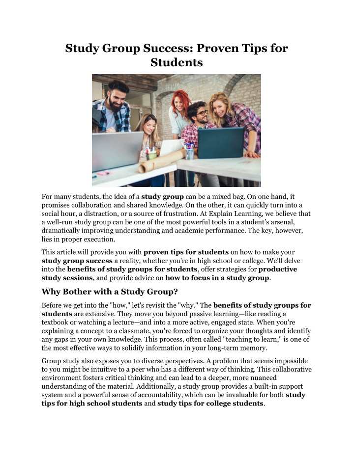 study group success proven tips for students