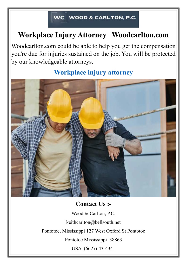 workplace injury attorney woodcarlton com