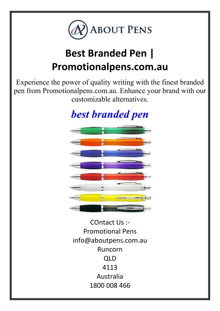 best branded pen promotionalpens com au
