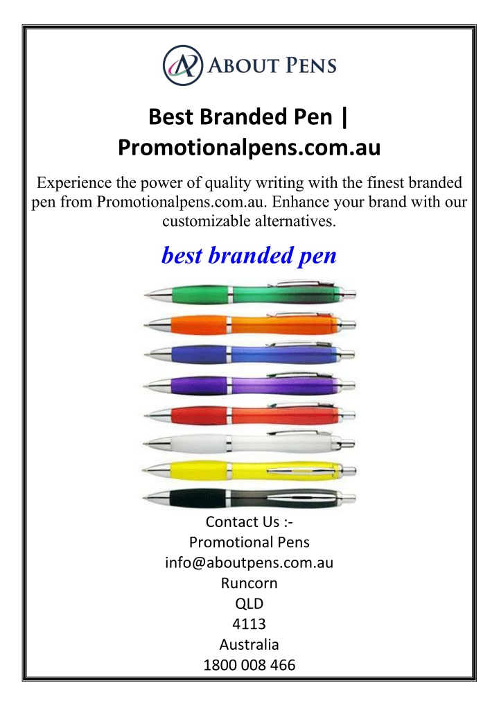 best branded pen promotionalpens com au
