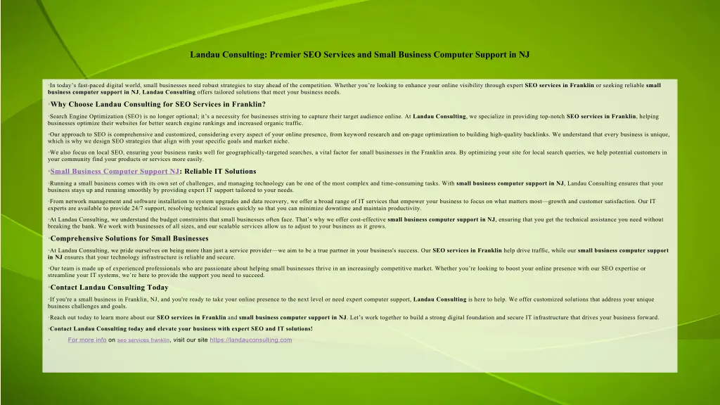 landau consulting premier seo services and small