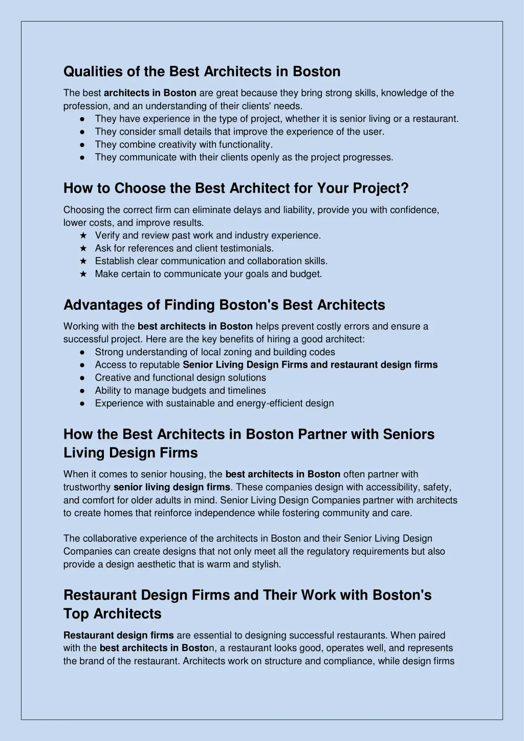 qualities of the best architects in boston