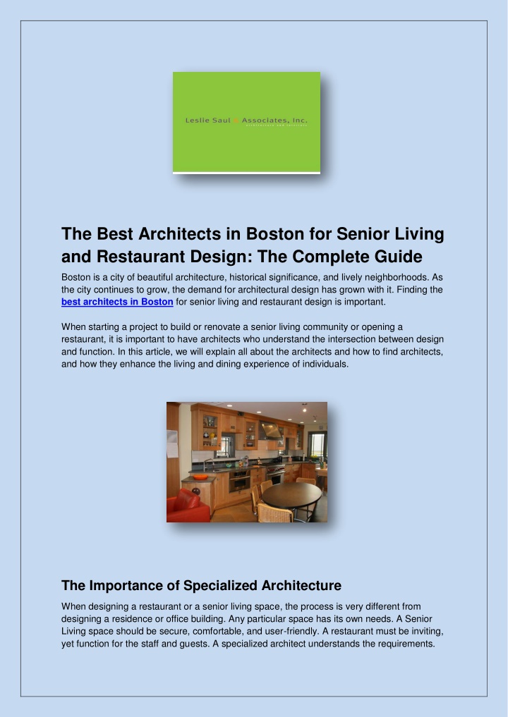 the best architects in boston for senior living