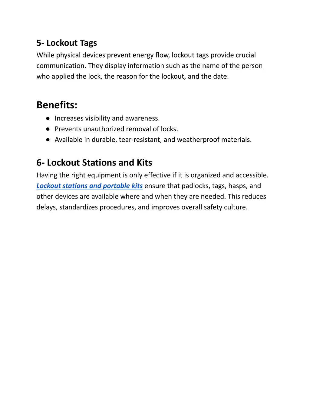5 lockout tags while physical devices prevent
