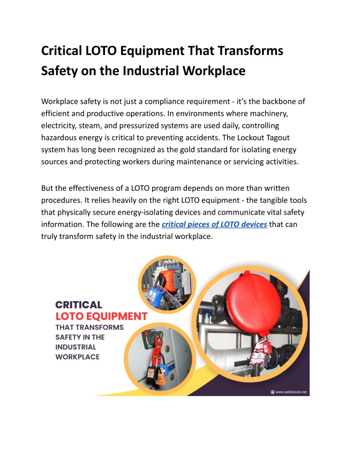 critical loto equipment that transforms safety