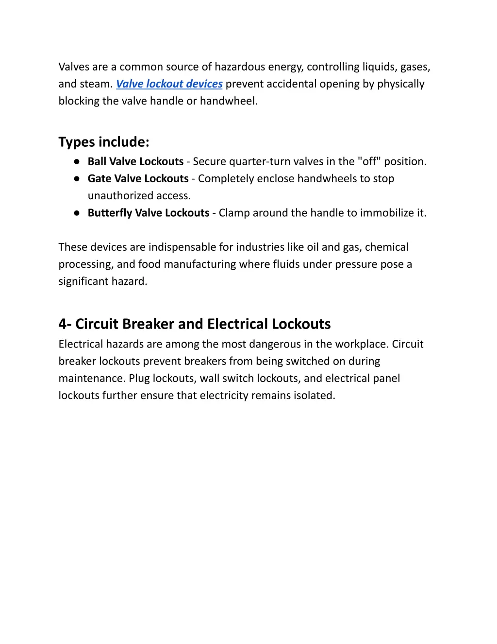 valves are a common source of hazardous energy
