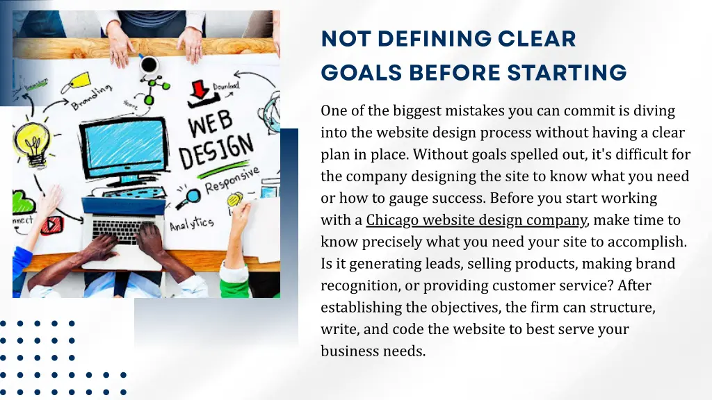 not defining clear goals before starting