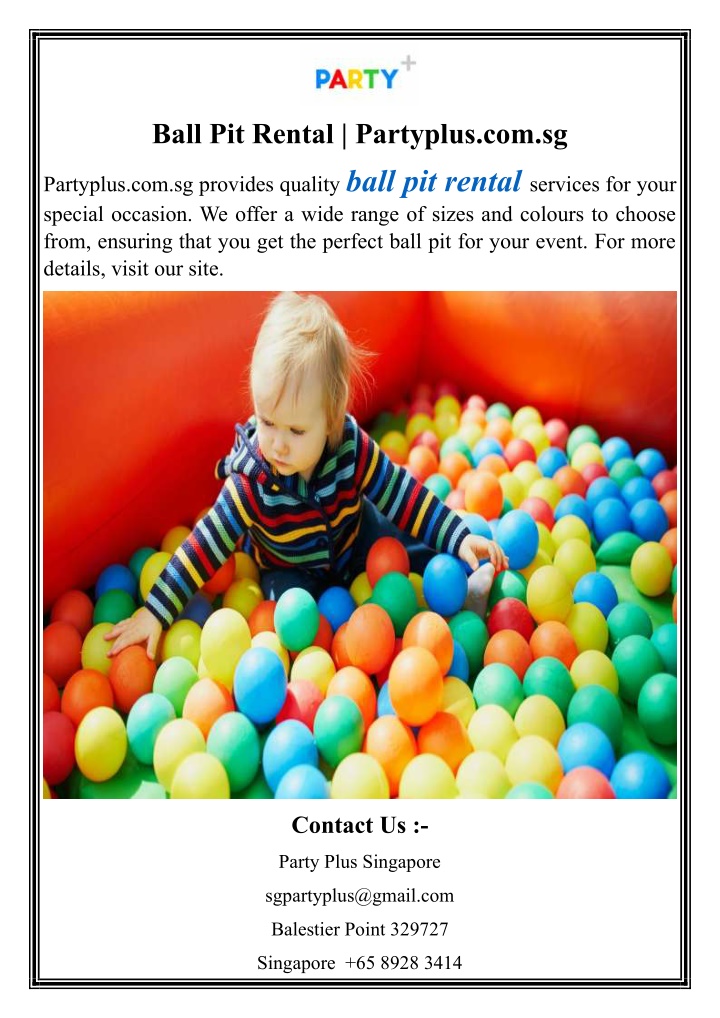 ball pit rental partyplus com sg