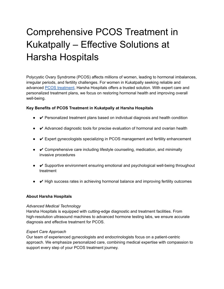 comprehensive pcos treatment in kukatpally