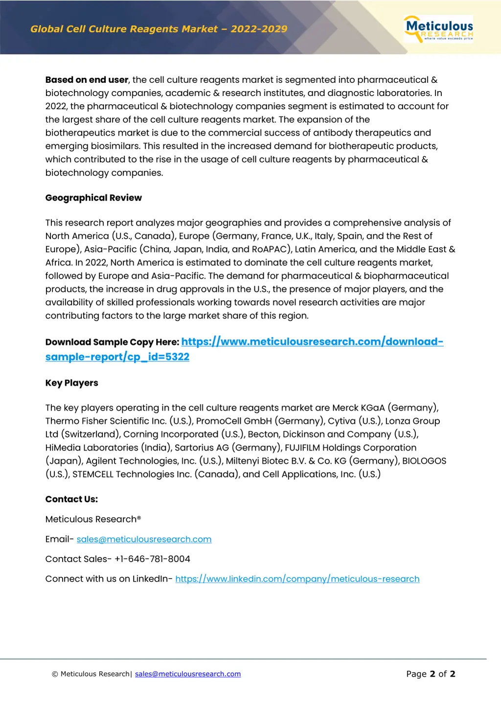 global cell culture reagents market 2022 2029 1