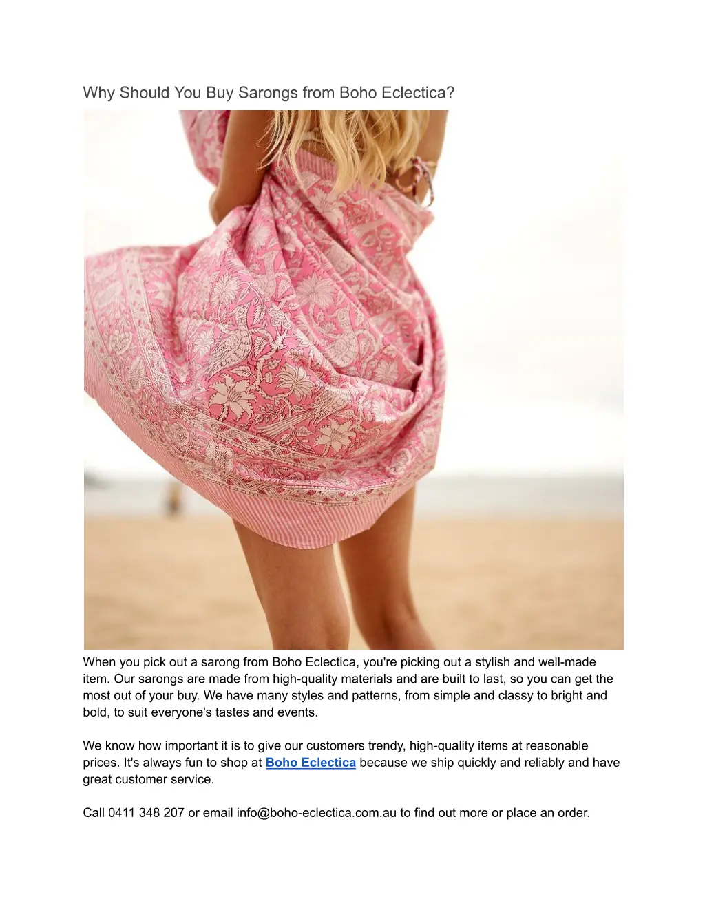 why should you buy sarongs from boho eclectica