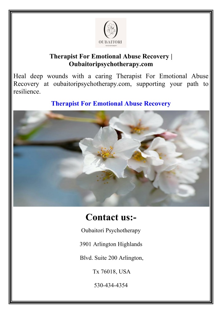 therapist for emotional abuse recovery