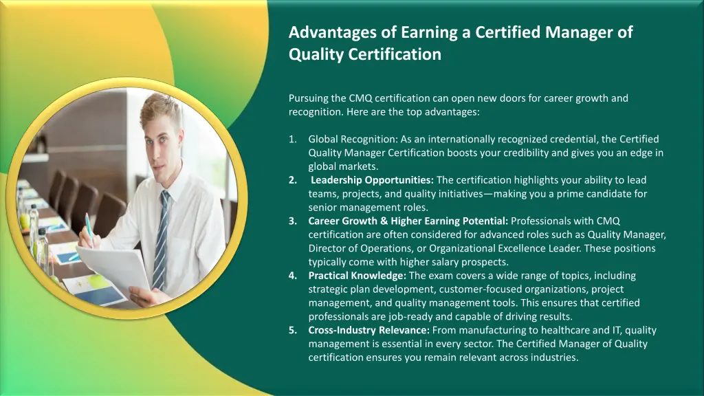 advantages of earning a certified manager