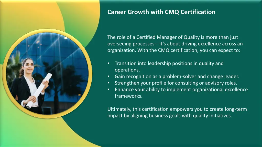 career growth with cmq certification
