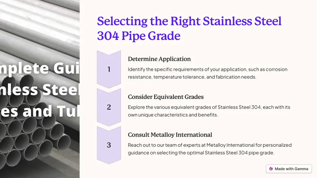 selecting the right stainless steel 304 pipe grade