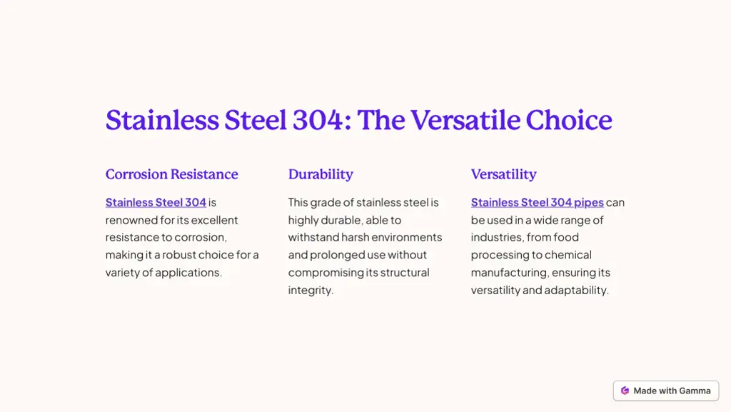 stainless steel 304 the versatile choice