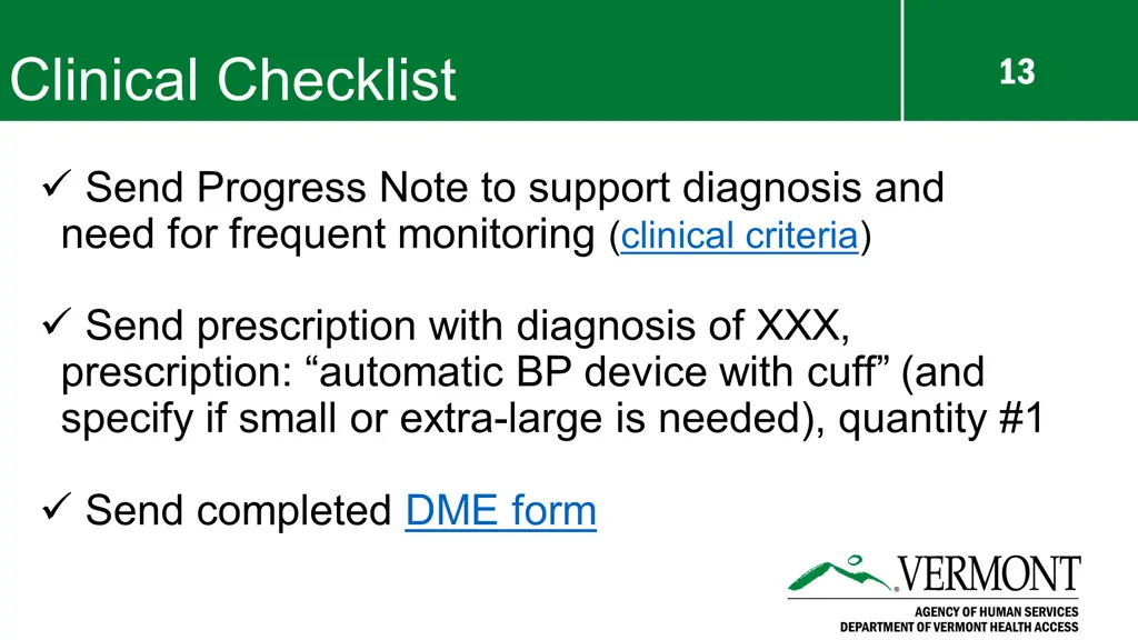 clinical checklist