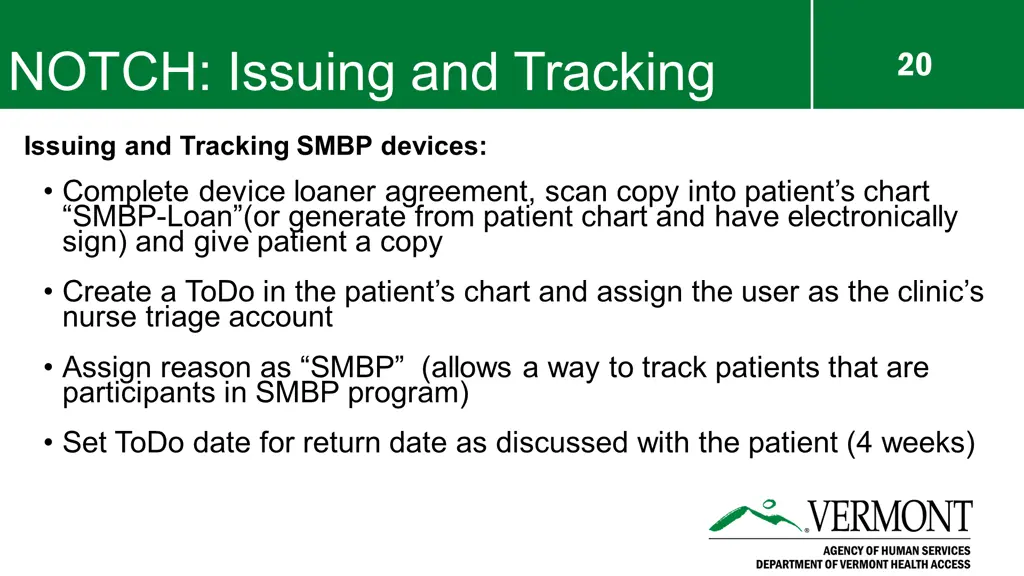 notch issuing and tracking