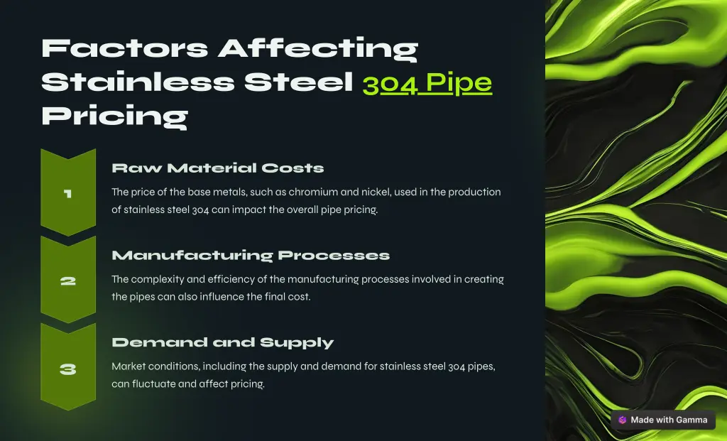 factors affecting stainless steel 304 pipe pricing