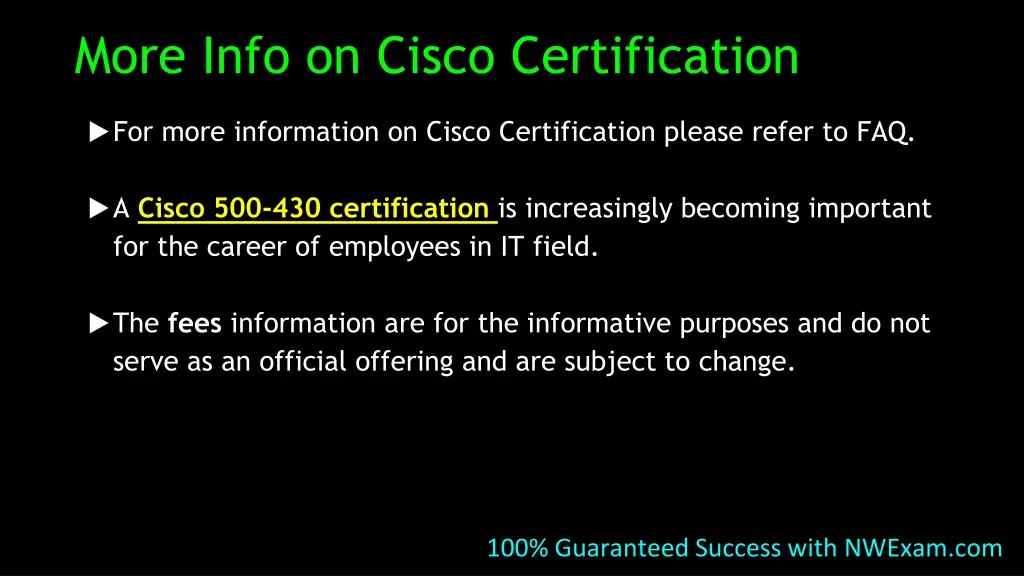 more info on cisco certification