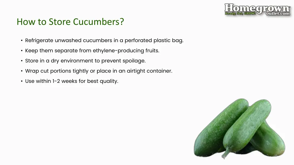 how to store cucumbers