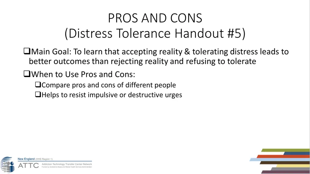 pros and cons distress tolerance handout 5