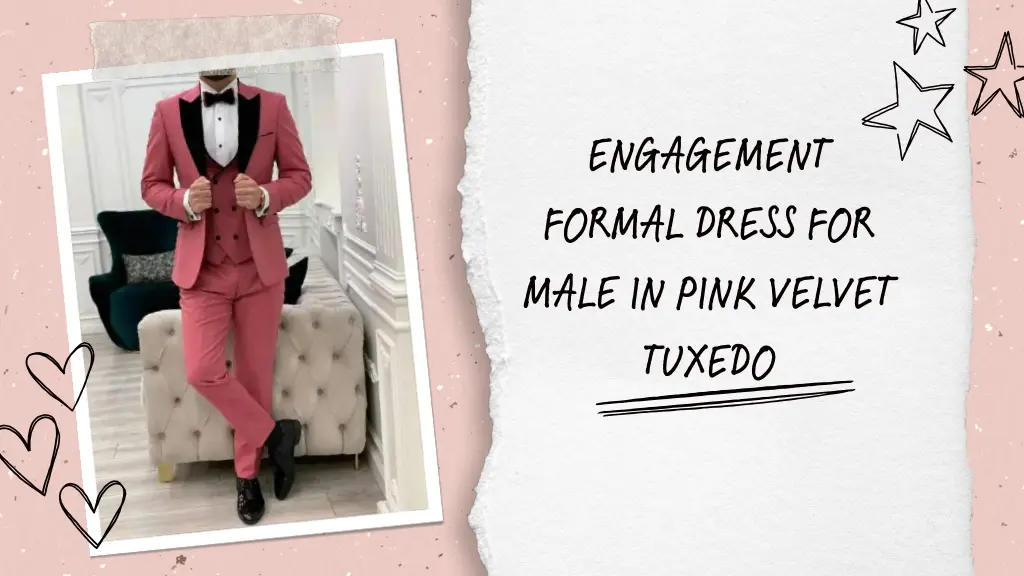 engagement formal dress for male in pink velvet