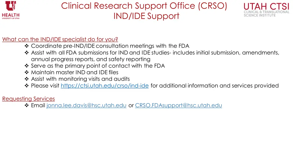 clinical research support office crso