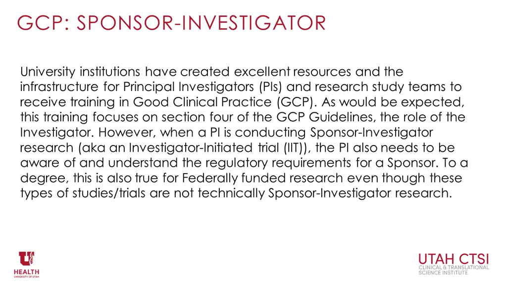 gcp sponsor investigator