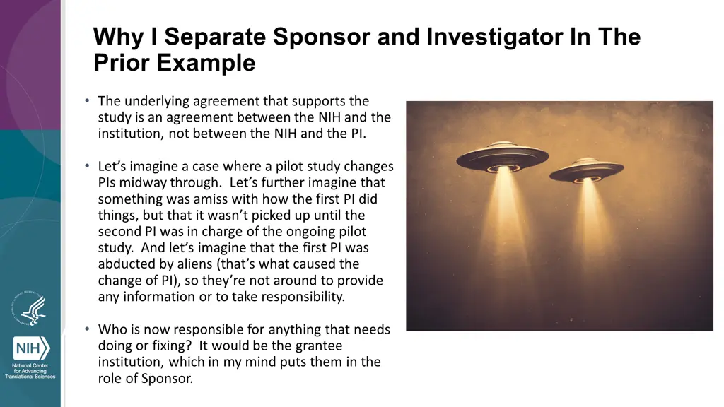 why i separate sponsor and investigator