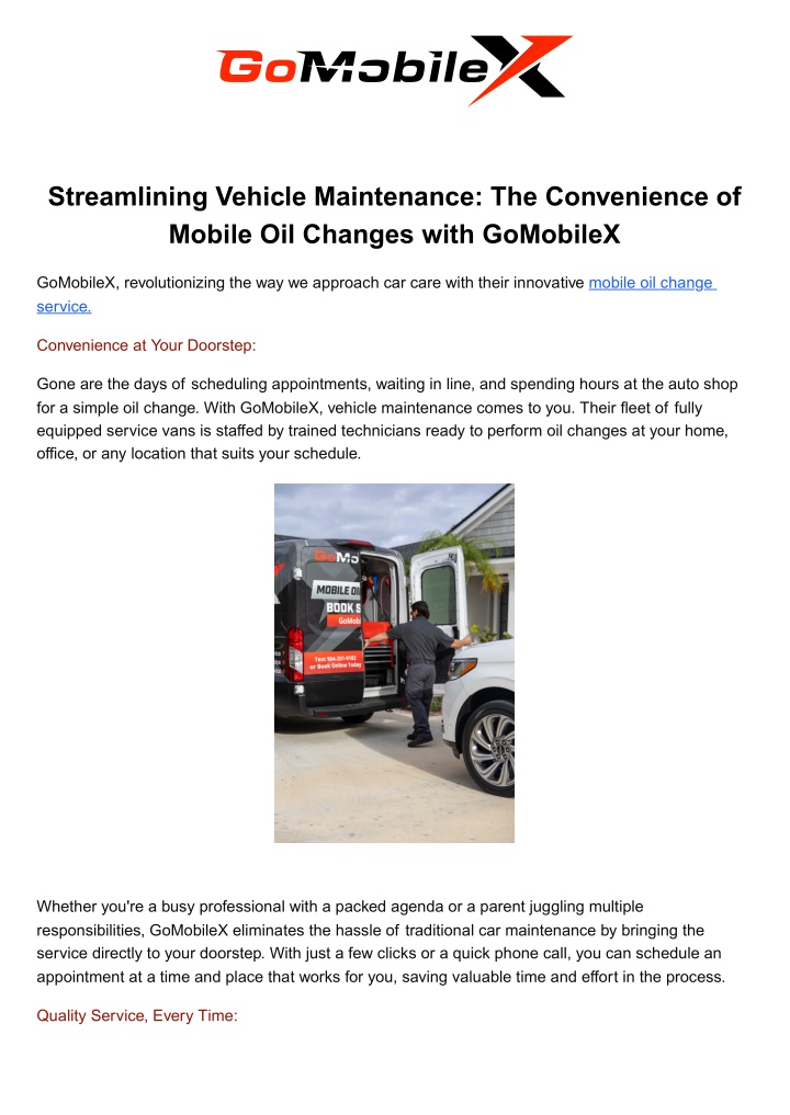 streamlining vehicle maintenance the convenience
